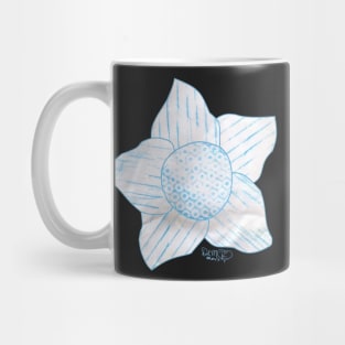 teal turquoise flower with variegated petals Mug